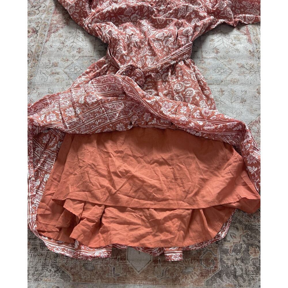 Cleobella Sara Floral Belted Midi Dress Terracotta Lined Womens Size XL - Picture 5 of 8